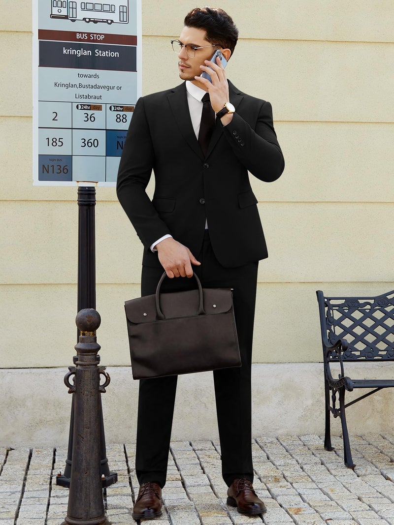 WEEN CHARM Men's Suits Slim Fit 2 Piece Black Tuxedo Two Button Wedding Groom Prom Party Blazer Pants Set - Image 2